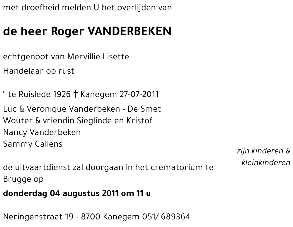Roger VANDERBEKEN