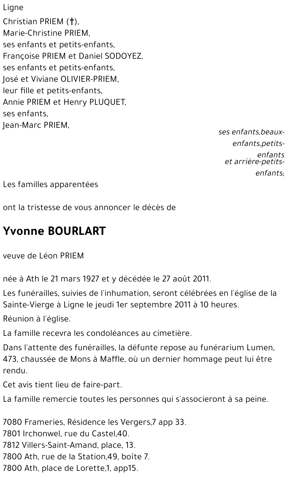 Yvonne BOURLART