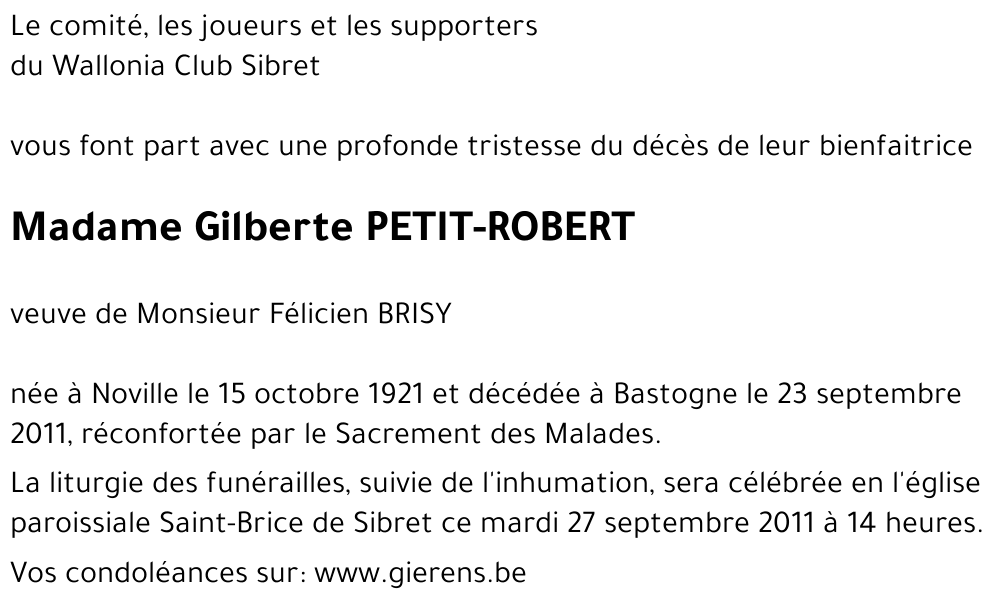 Gilberte PETIT-ROBERT