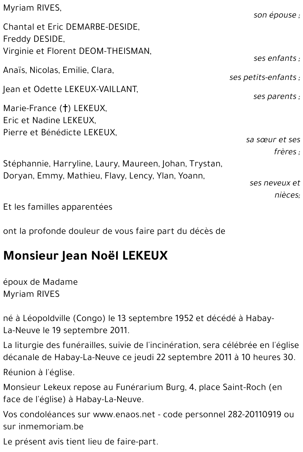 Jean Noël LEKEUX