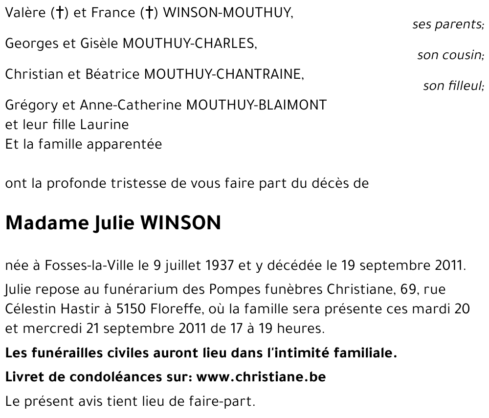 Julie WINSON