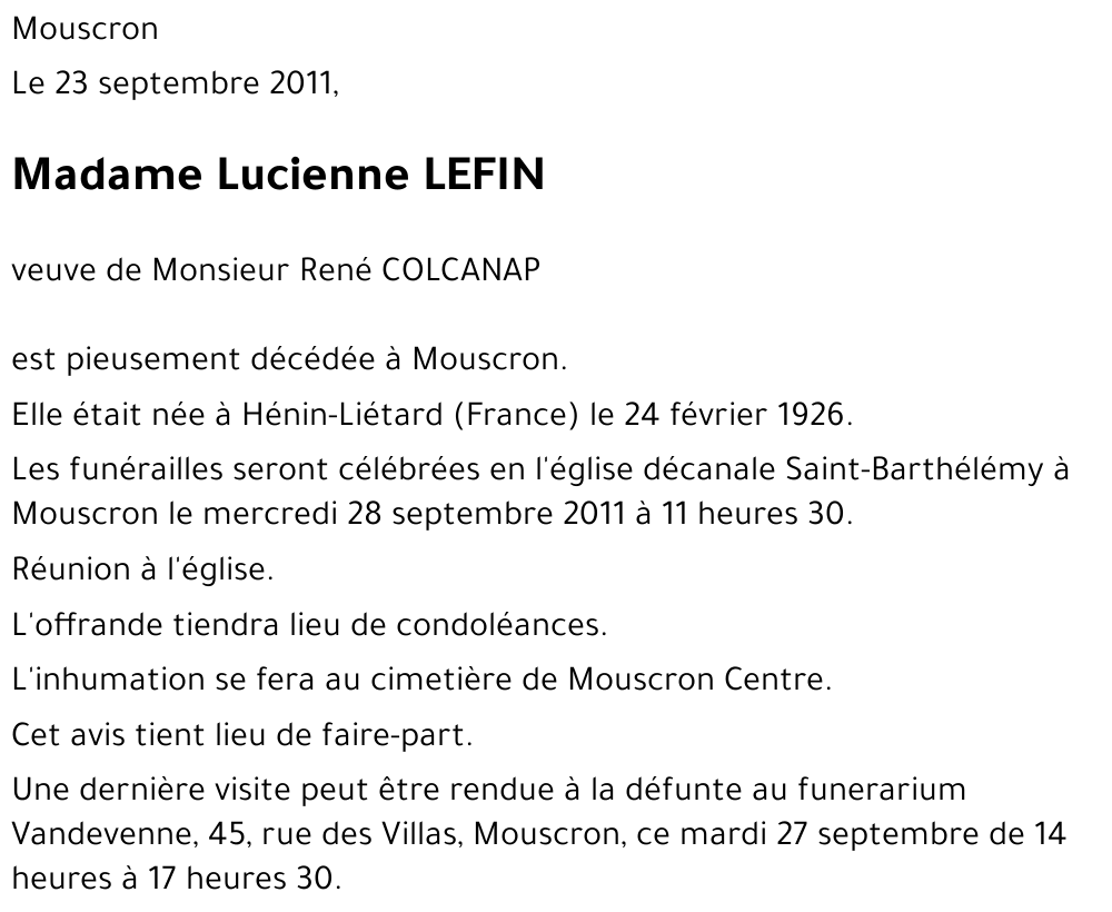 Lucienne LEFIN