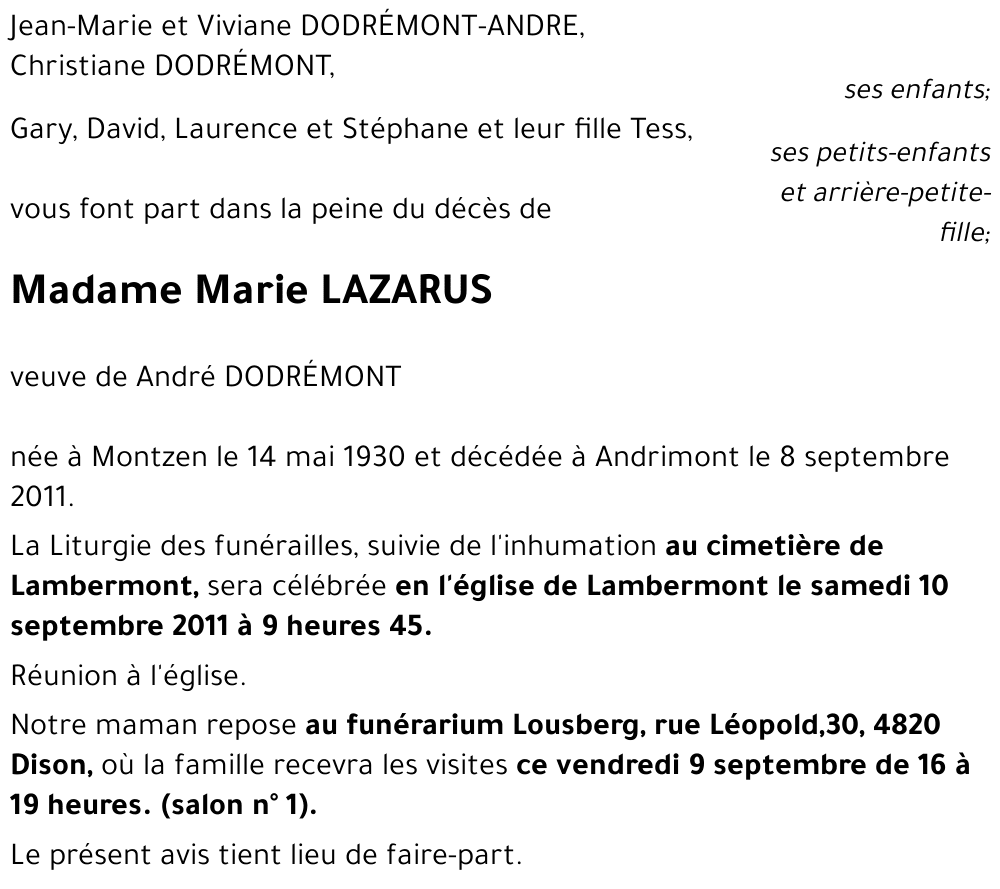 Marie LAZARUS