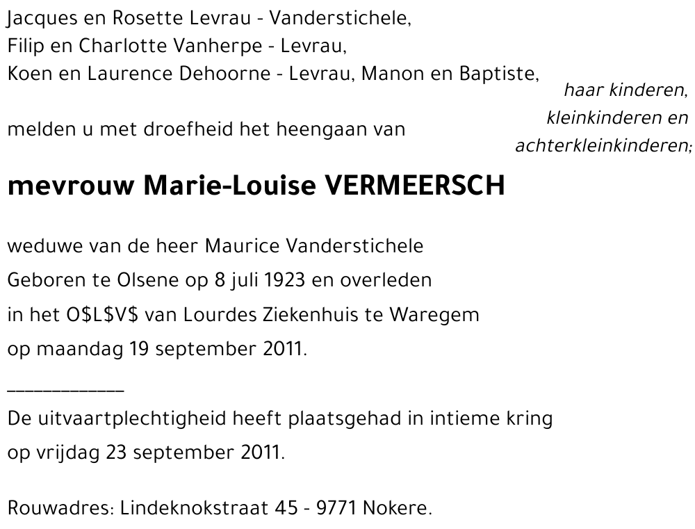 Marie-Louise VERMEERSCH