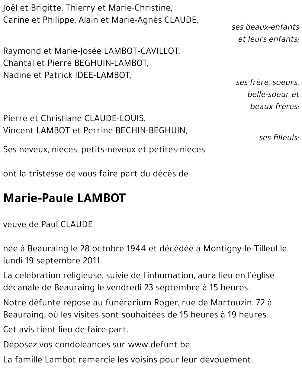 Marie-Paule LAMBOT