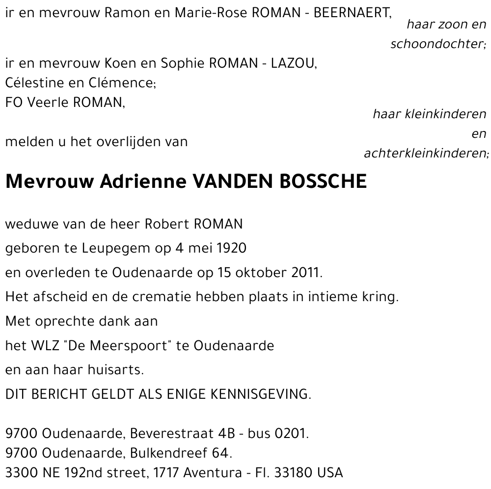 Adrienne VANDEN BOSSCHE