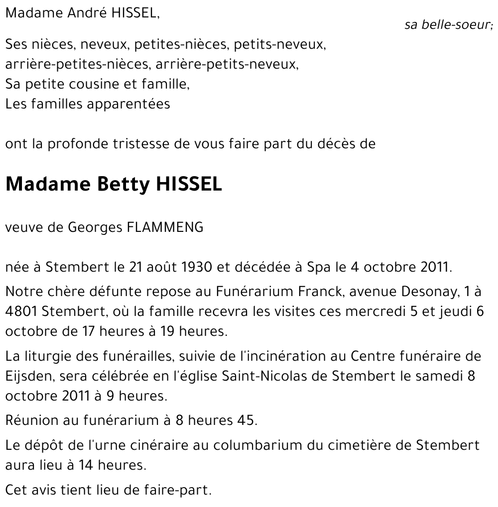 Betty HISSEL