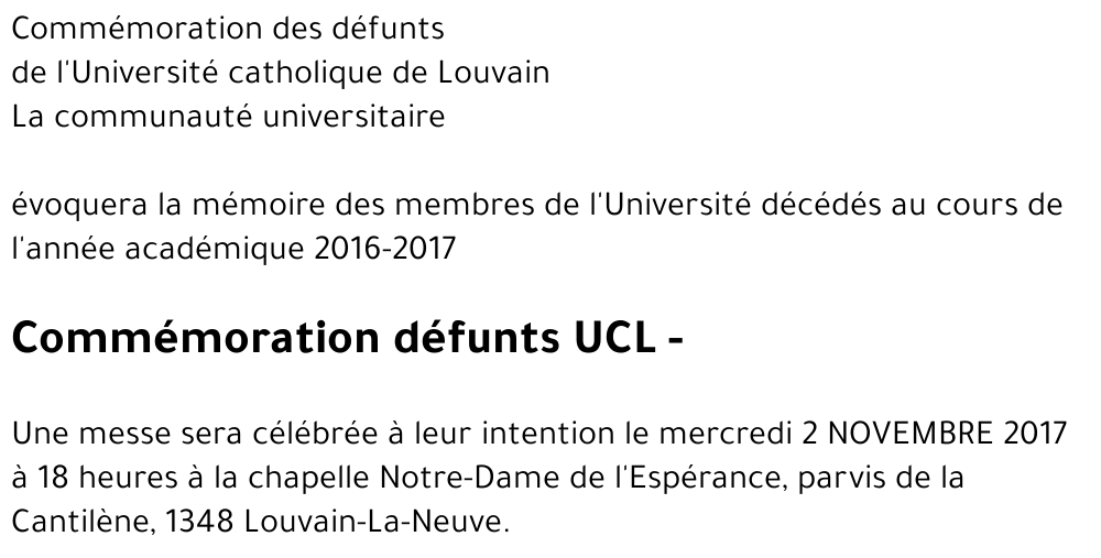 Commémoration défunts UCL -