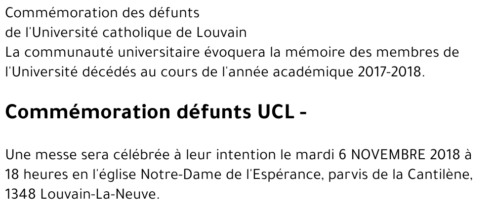 Commémoration défunts UCL -