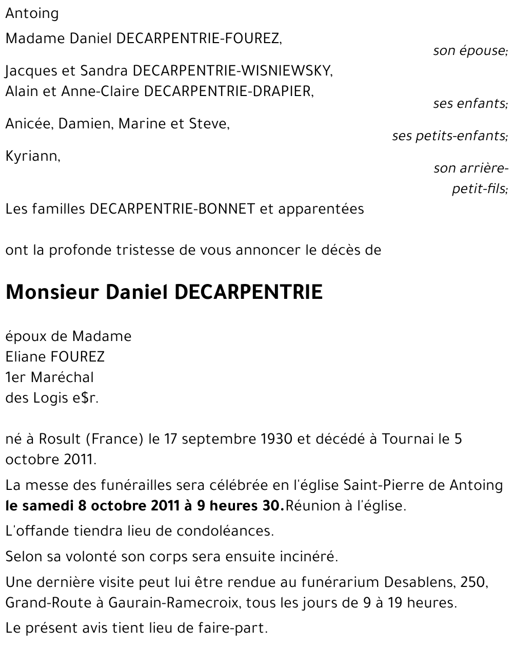 Daniel DECARPENTRIE