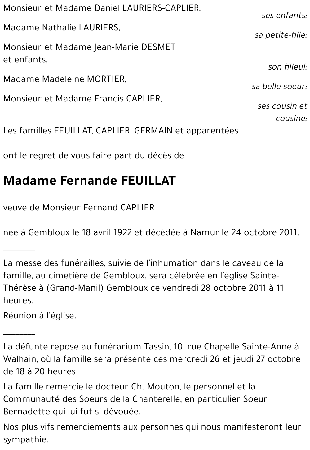 Fernande FEUILLAT