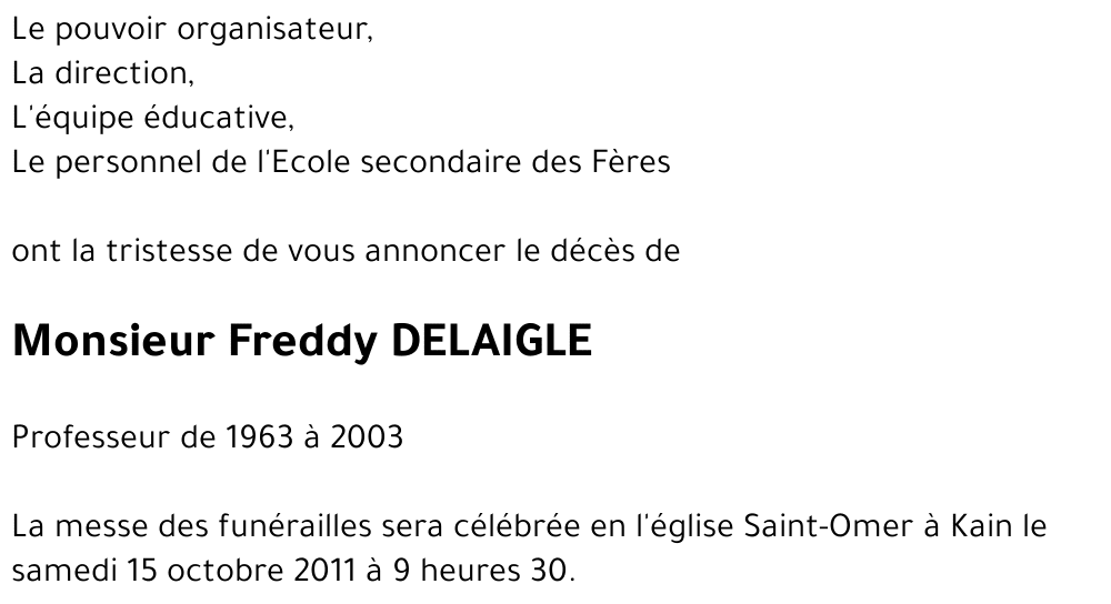 Freddy DELAIGLE