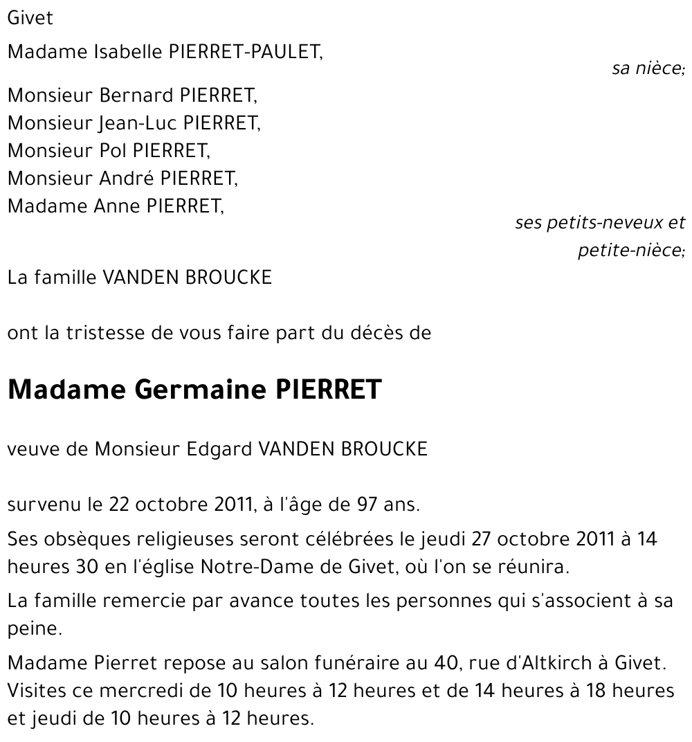 Germaine PIERRET