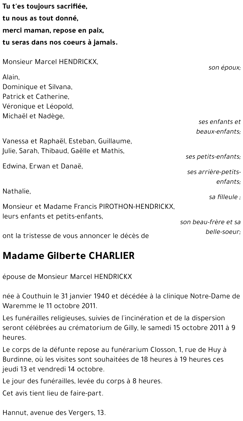 Gilberte CHARLIER