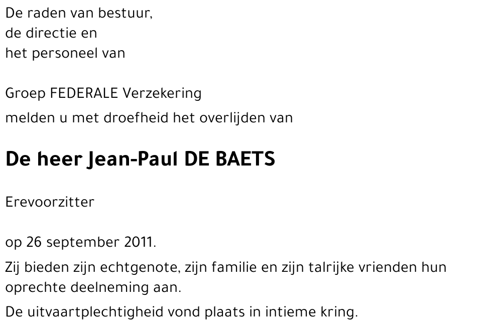 Jean-Paul DE BAETS