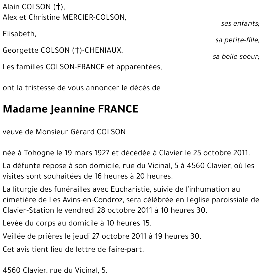 Jeannine FRANCE