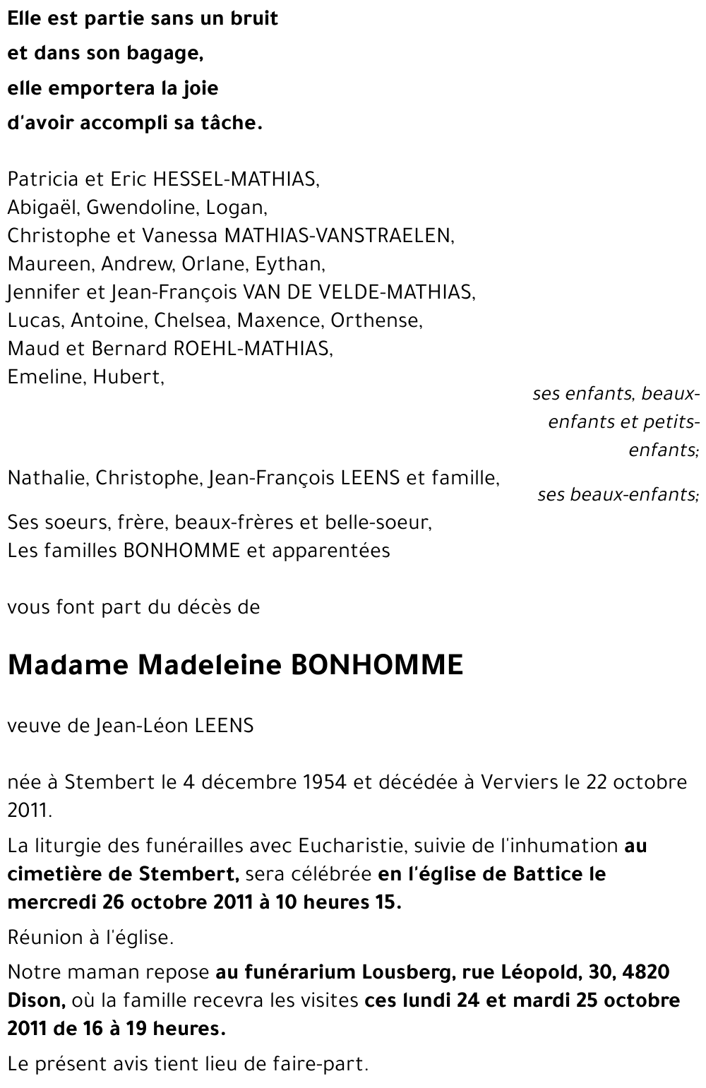 Madeleine BONHOMME