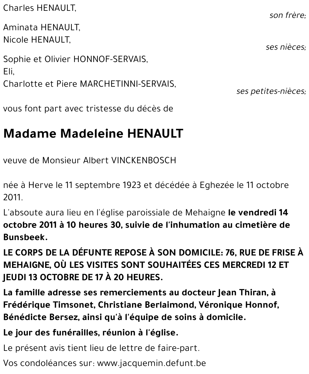 Madeleine HENAULT