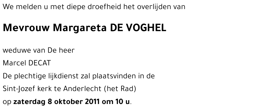 Margareta DE VOGHEL
