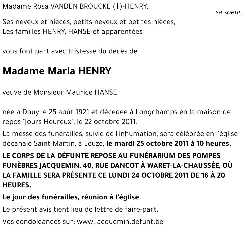 Maria HENRY