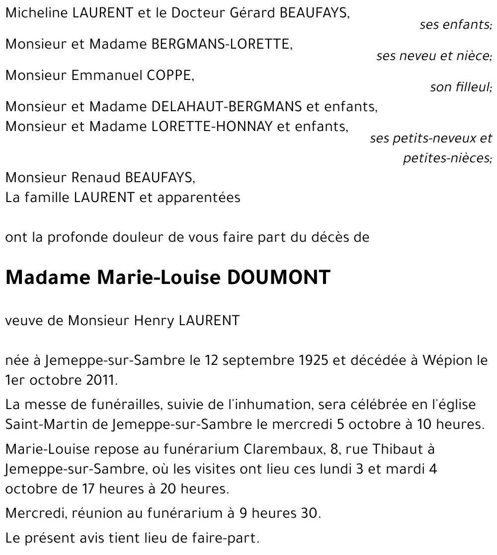 Marie-Louise DOUMONT