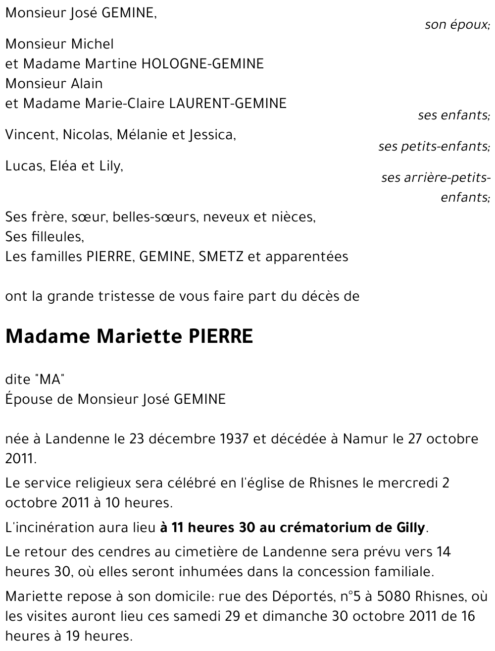 Mariette PIERRE