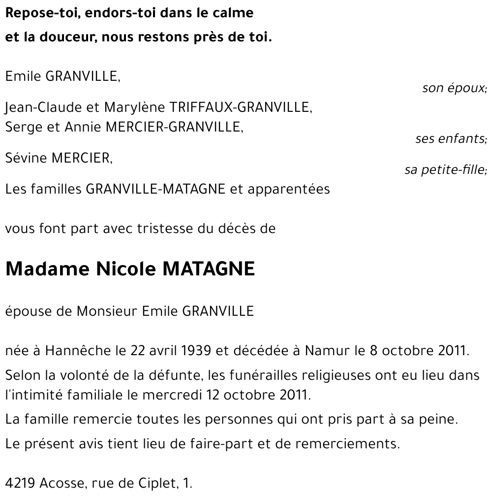 Nicole MATAGNE