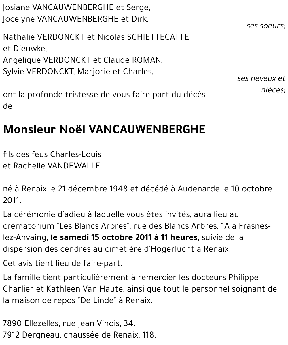 Noël VANCAUWENBERGHE