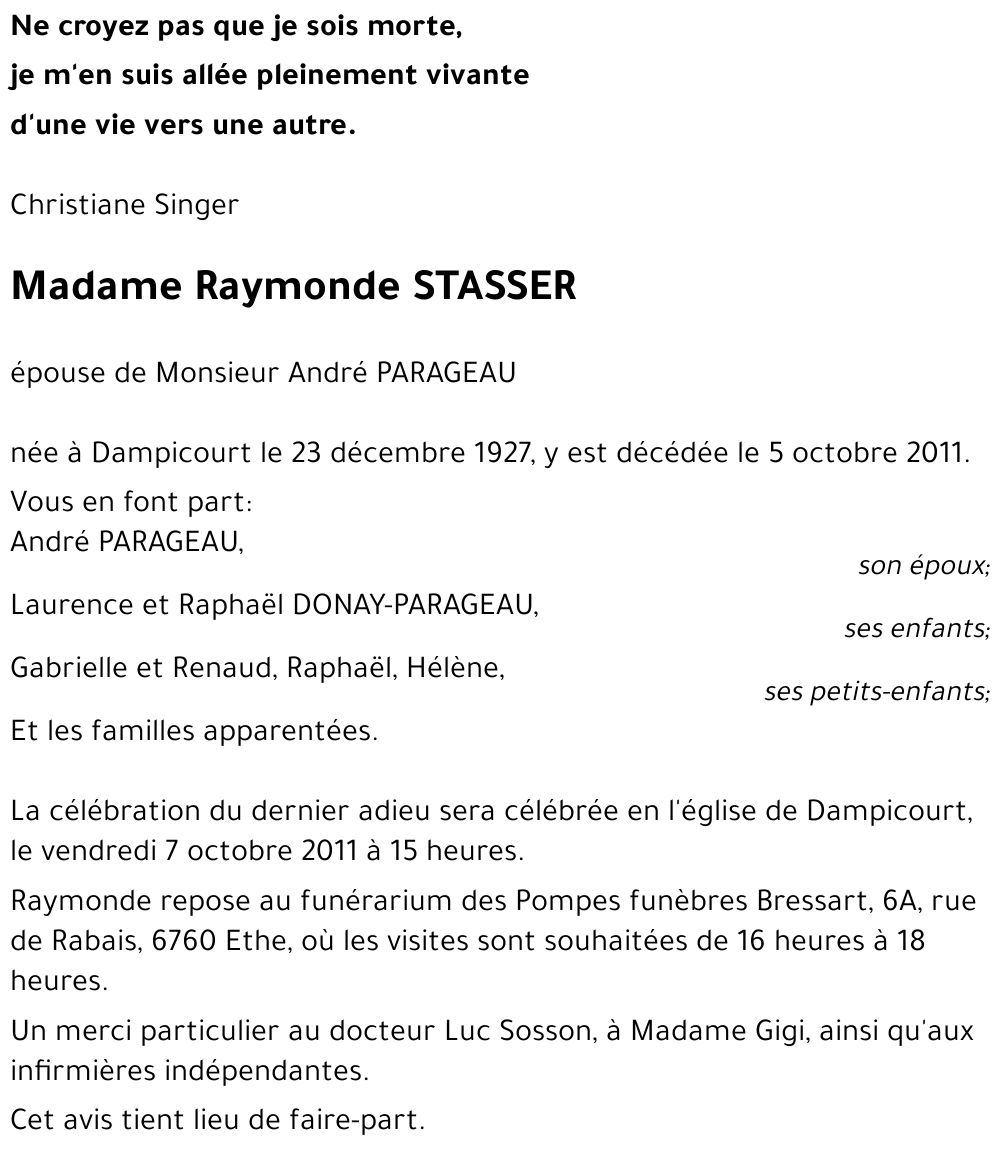 Raymonde STASSER