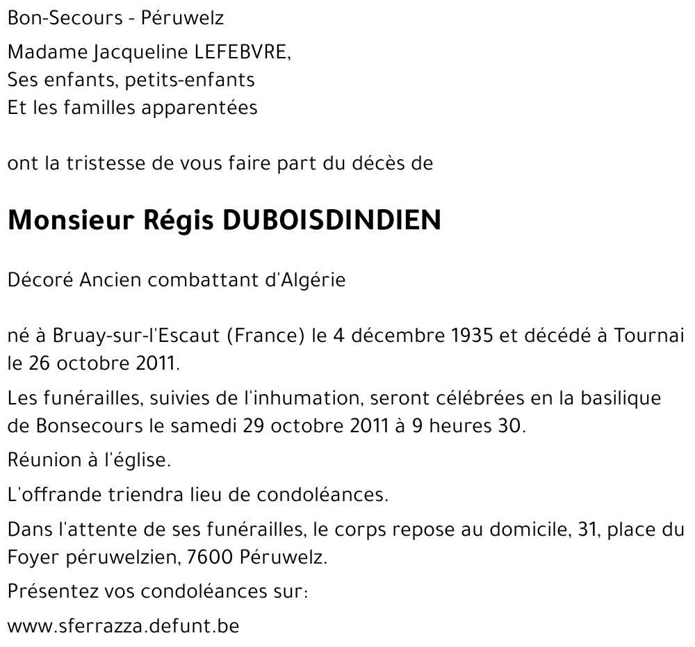 Régis DUBOISDINDIEN