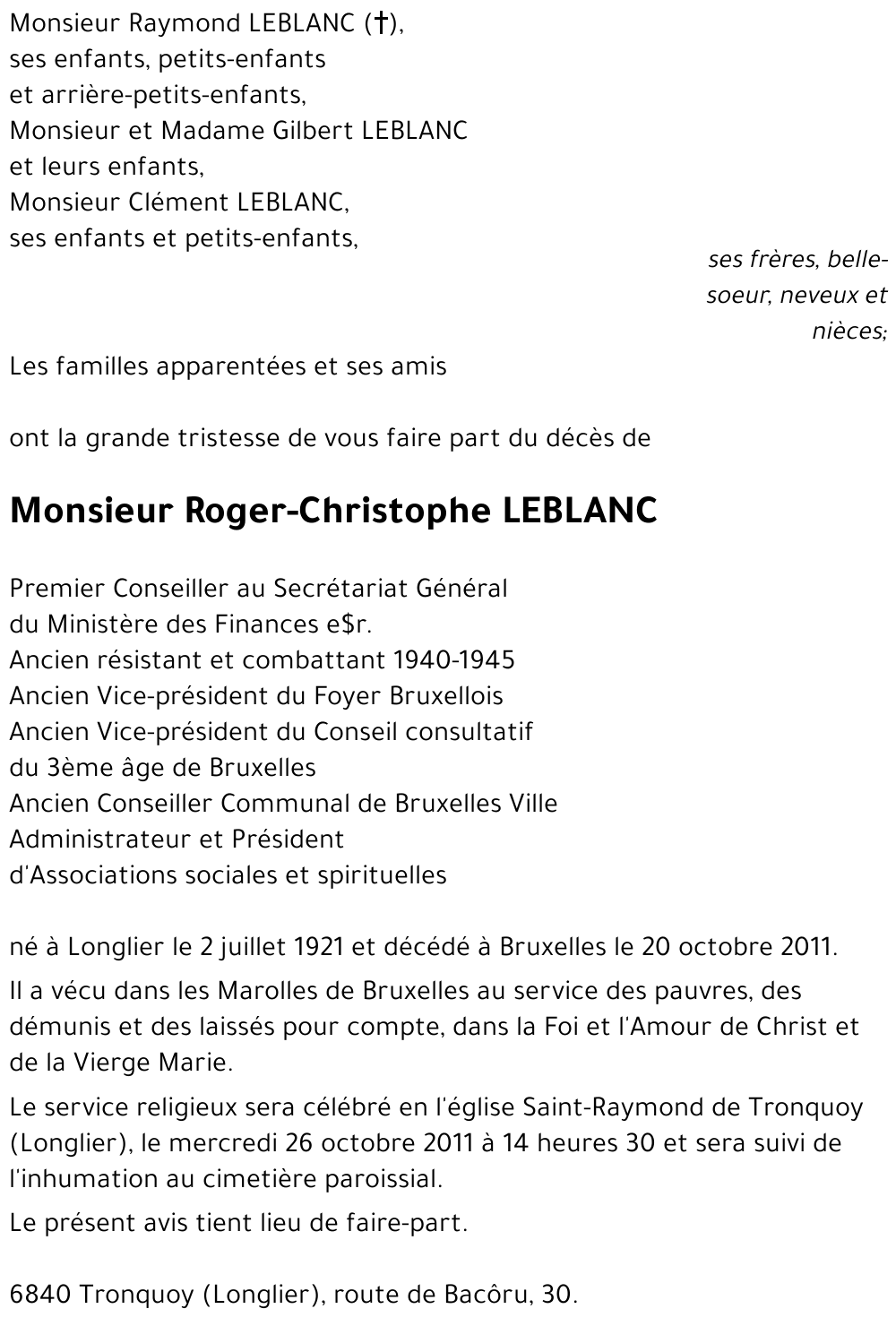 Roger-Christophe LEBLANC