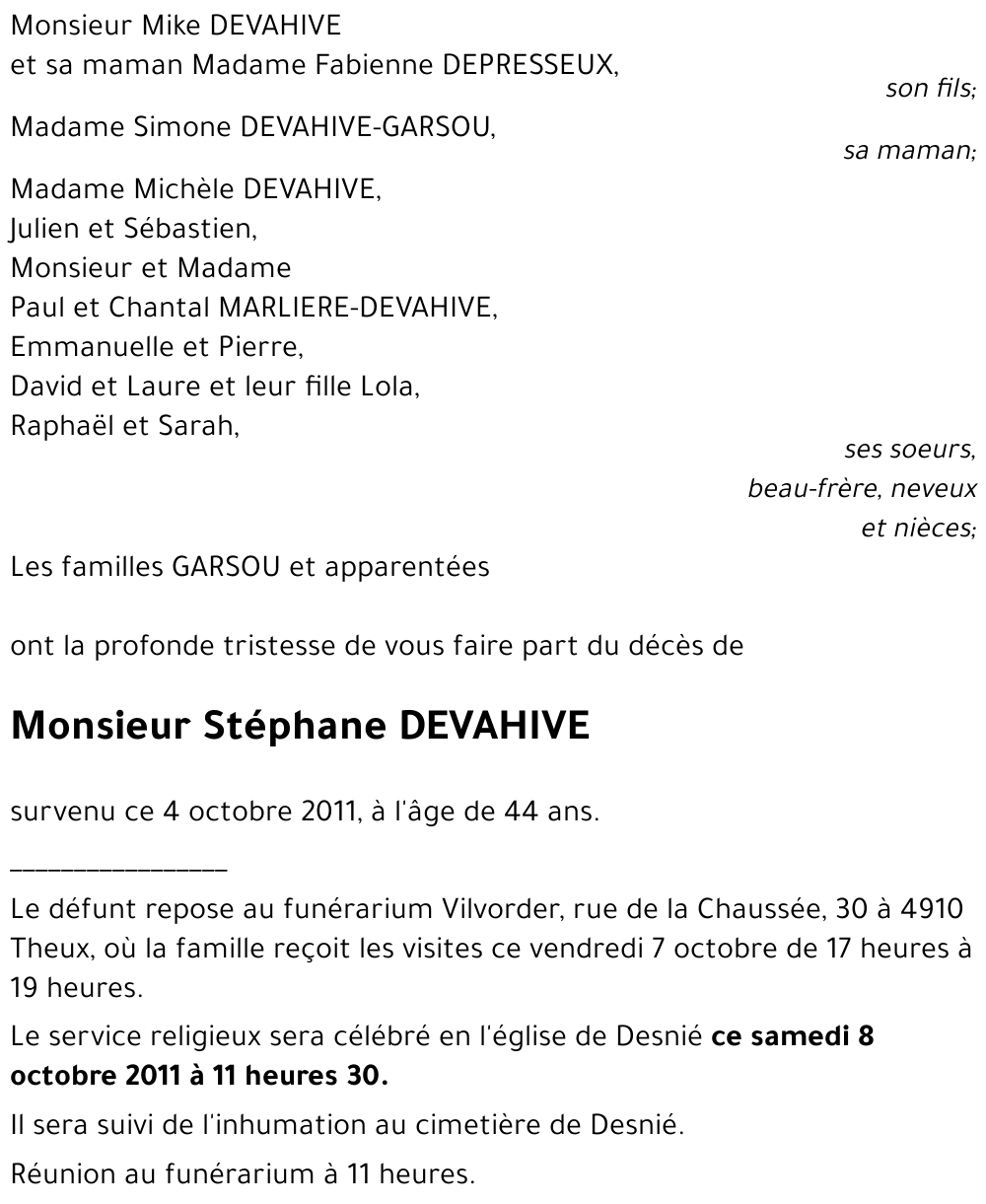 Stéphane DEVAHIVE