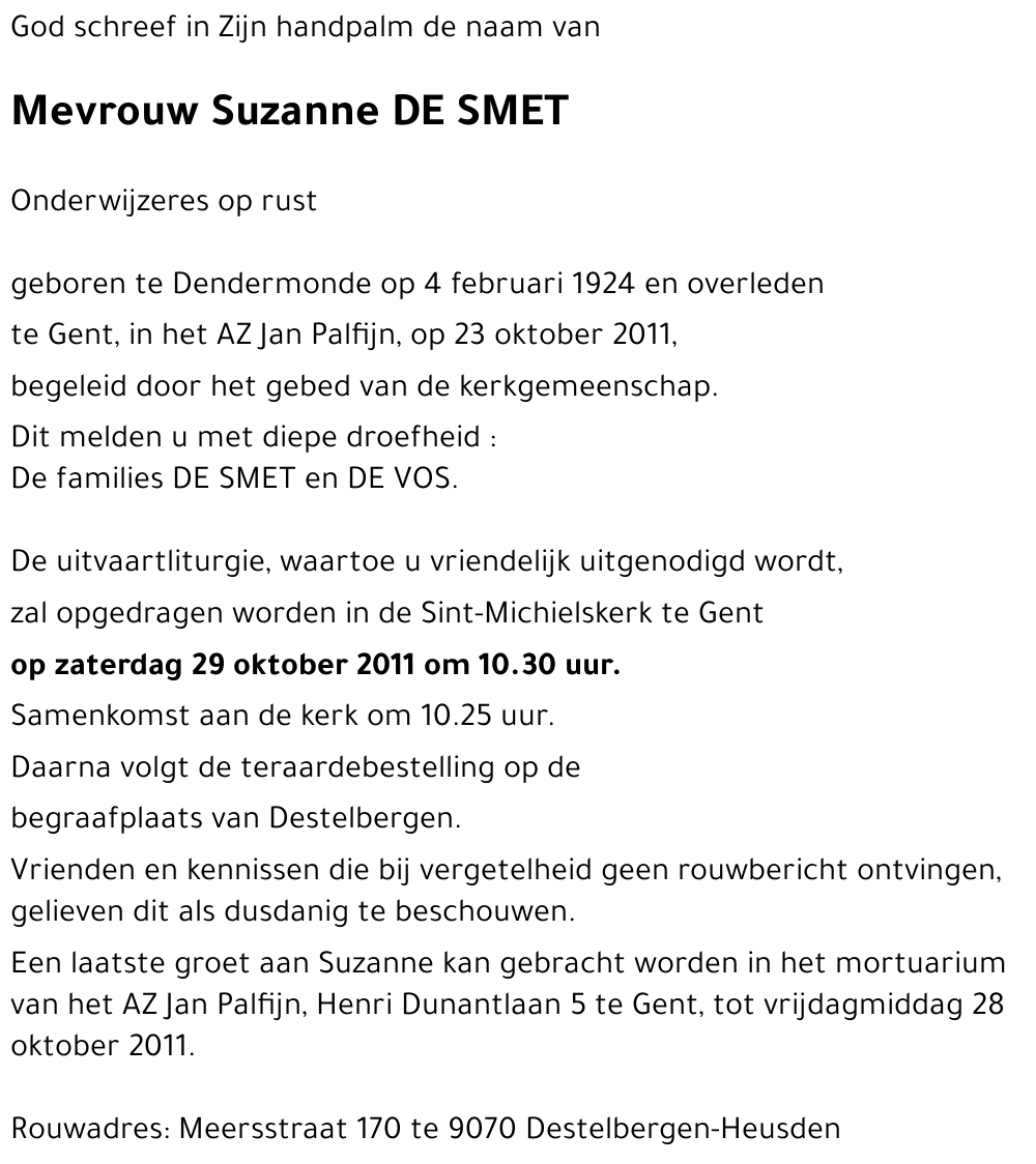 Suzanne DE SMET