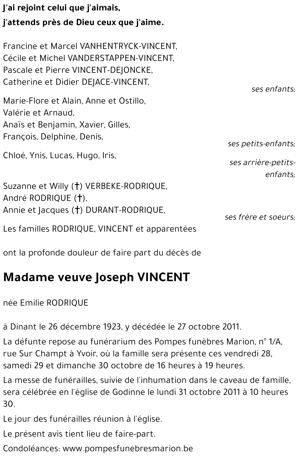 veuve Joseph VINCENT