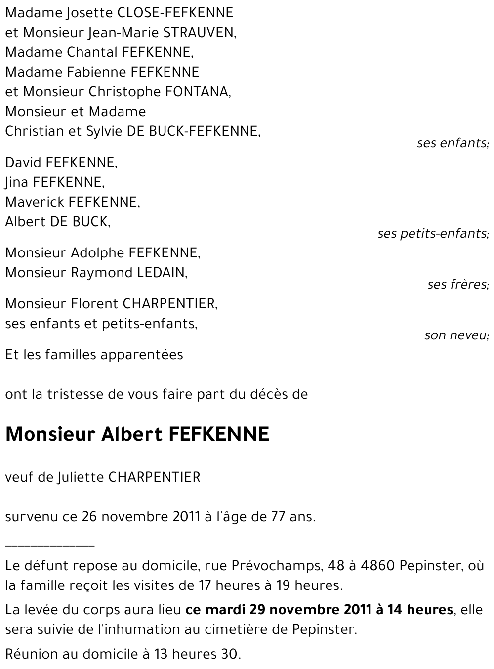 Albert FEFKENNE
