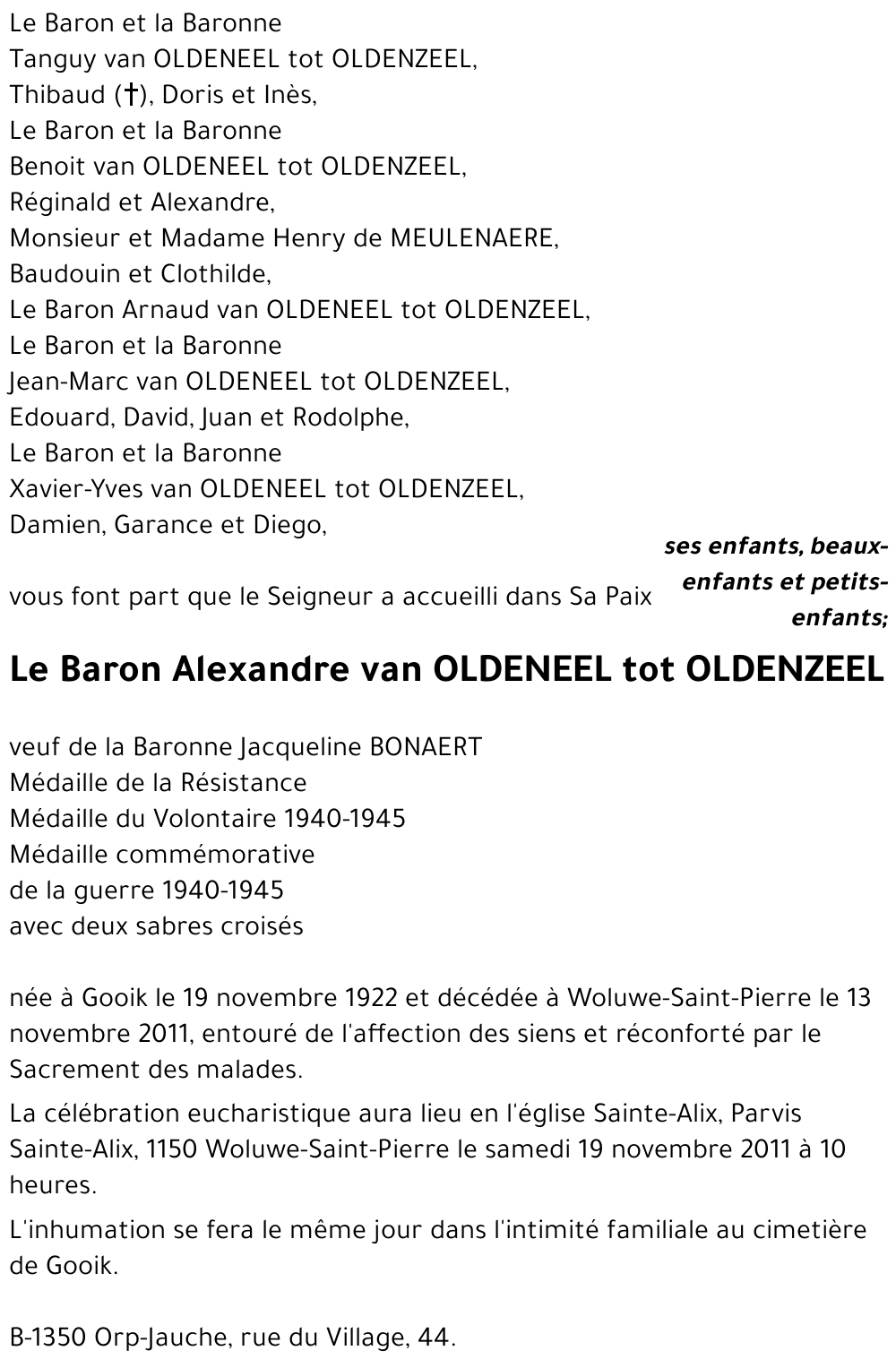 Alexandre van OLDENEEL tot OLDENZEEL