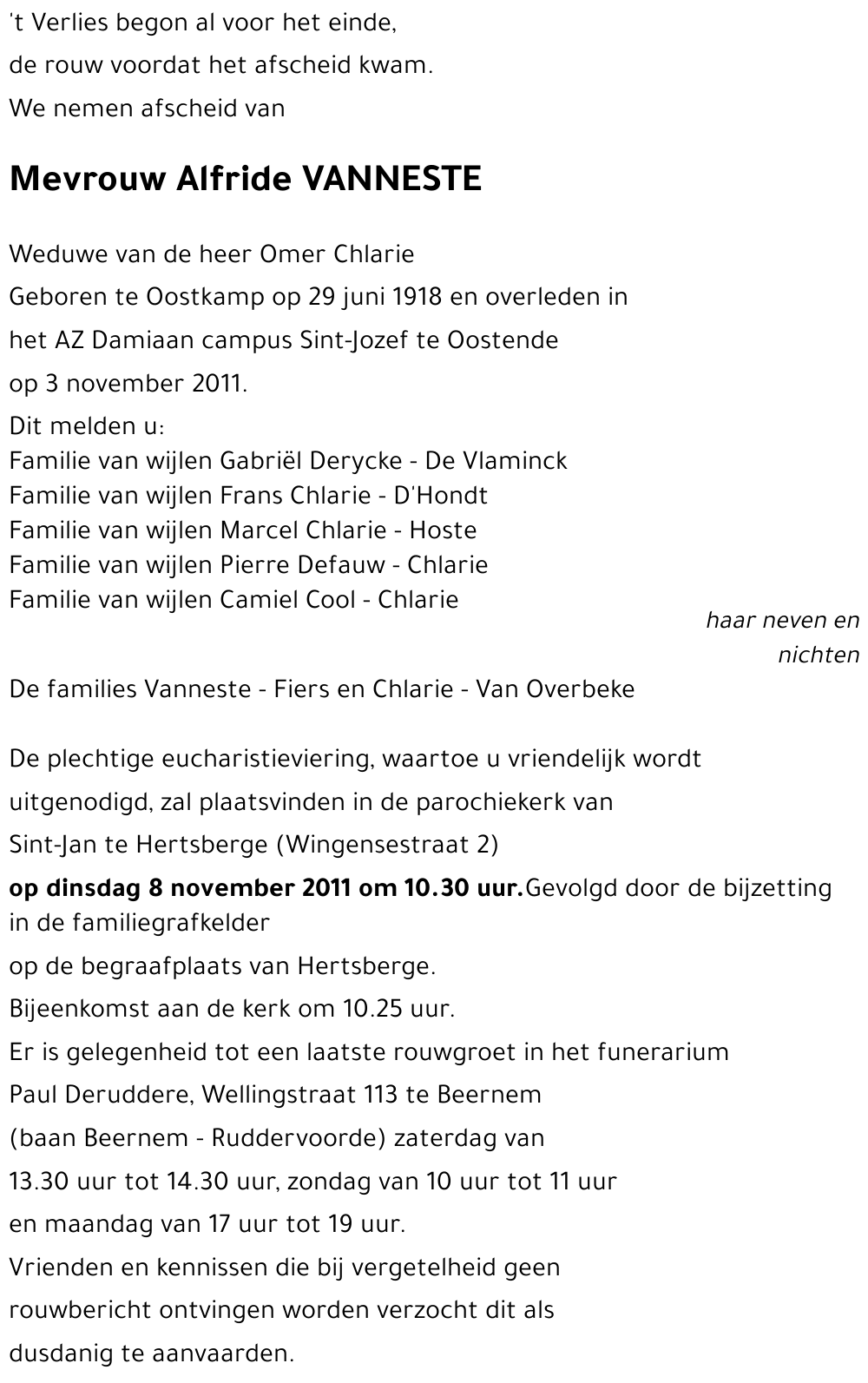 Alfride VANNESTE