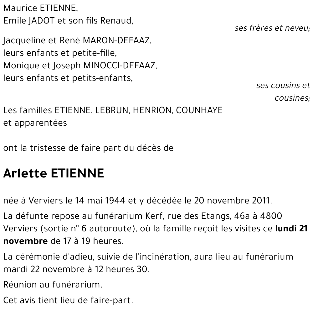 Arlette ETIENNE