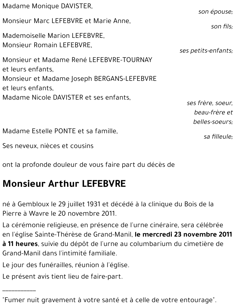 Arthur LEFEBVRE