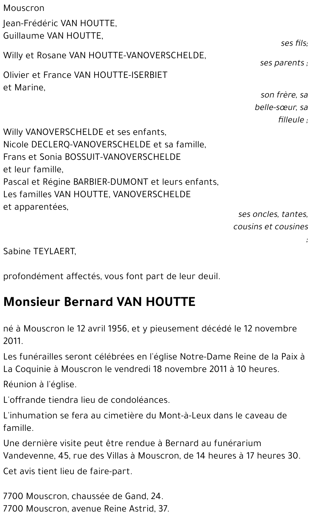 Bernard VAN HOUTTE