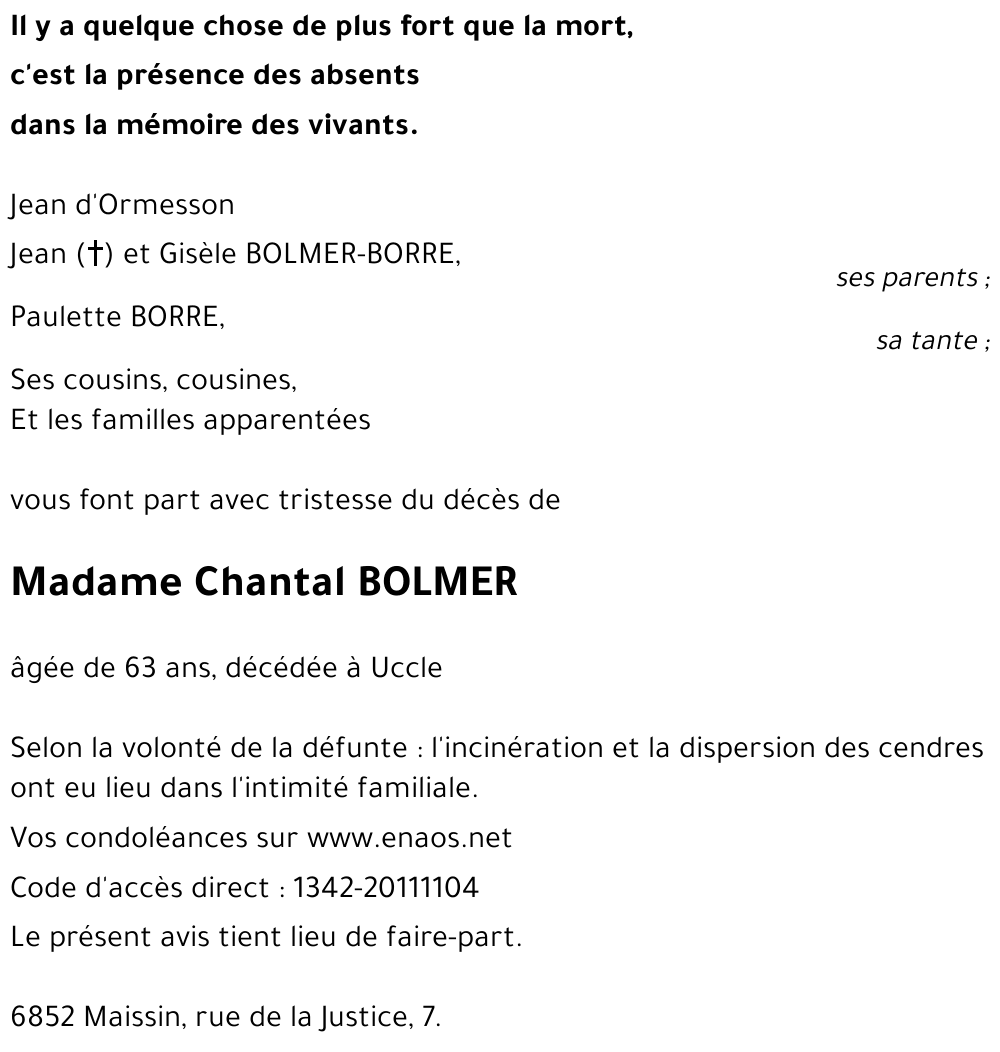 Chantal BOLMER