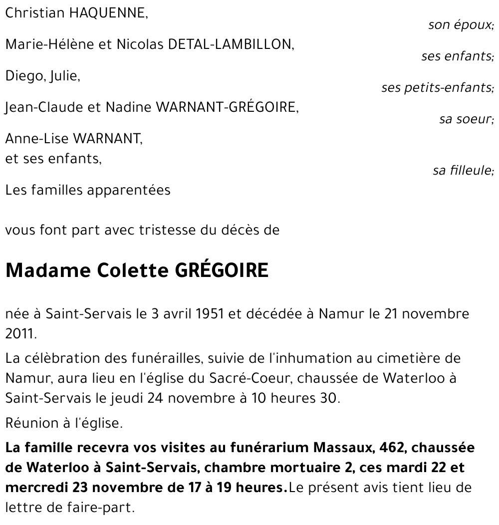 Colette GRÉGOIRE