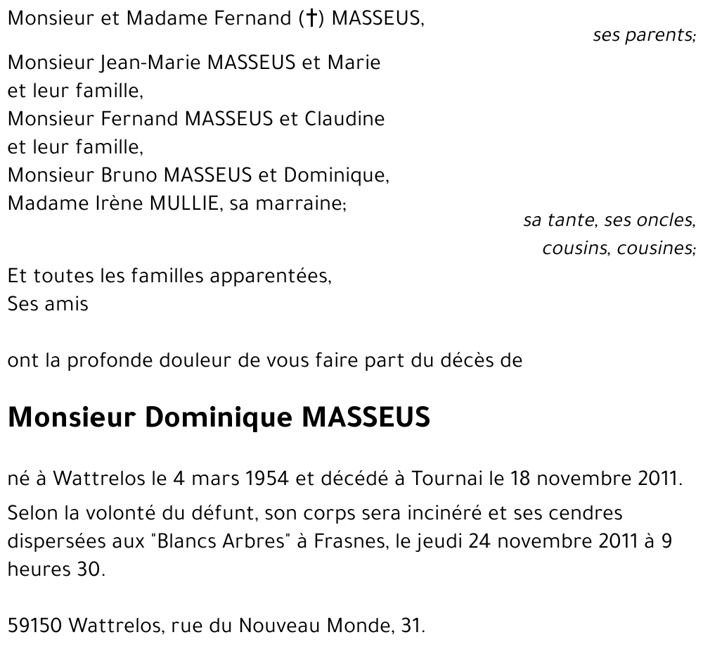 Dominique MASSEUS