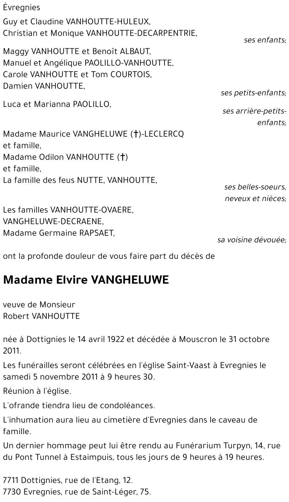 Elvire VANGHELUWE