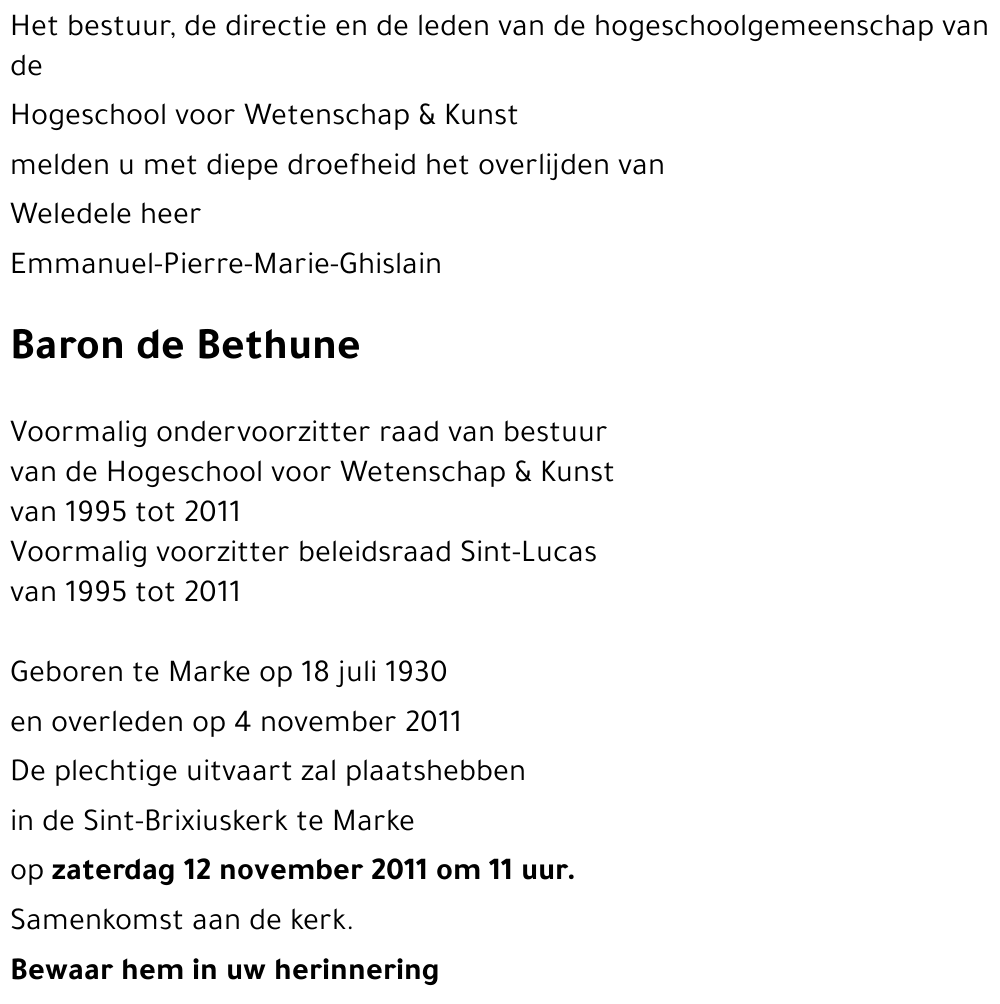 Emmanuel Pierre Marie Ghislain de BETHUNE