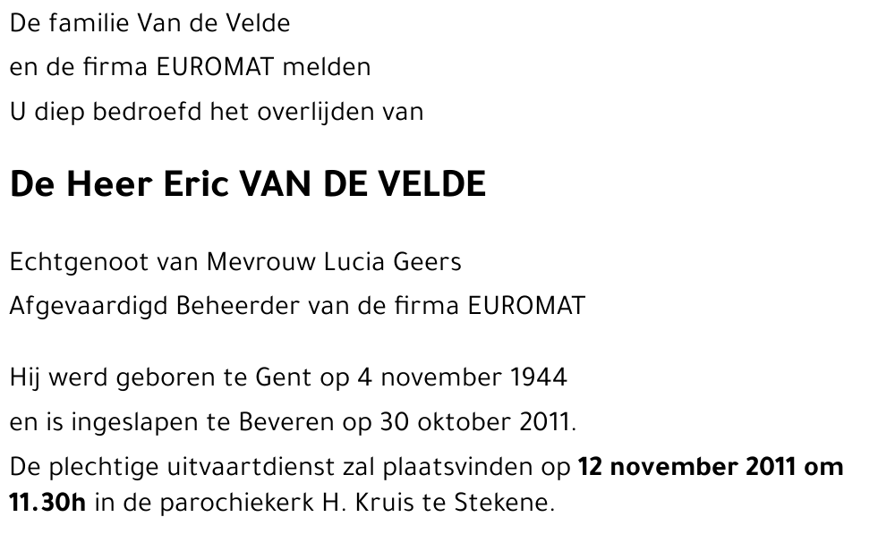 Eric VAN DE VELDE