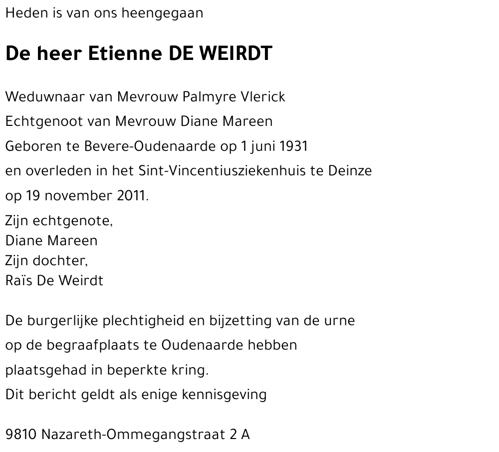 Etienne DE WEIRDT