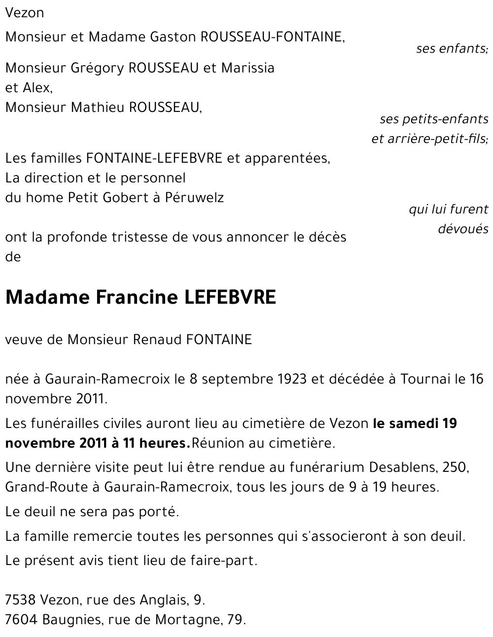 Francine LEFEBVRE