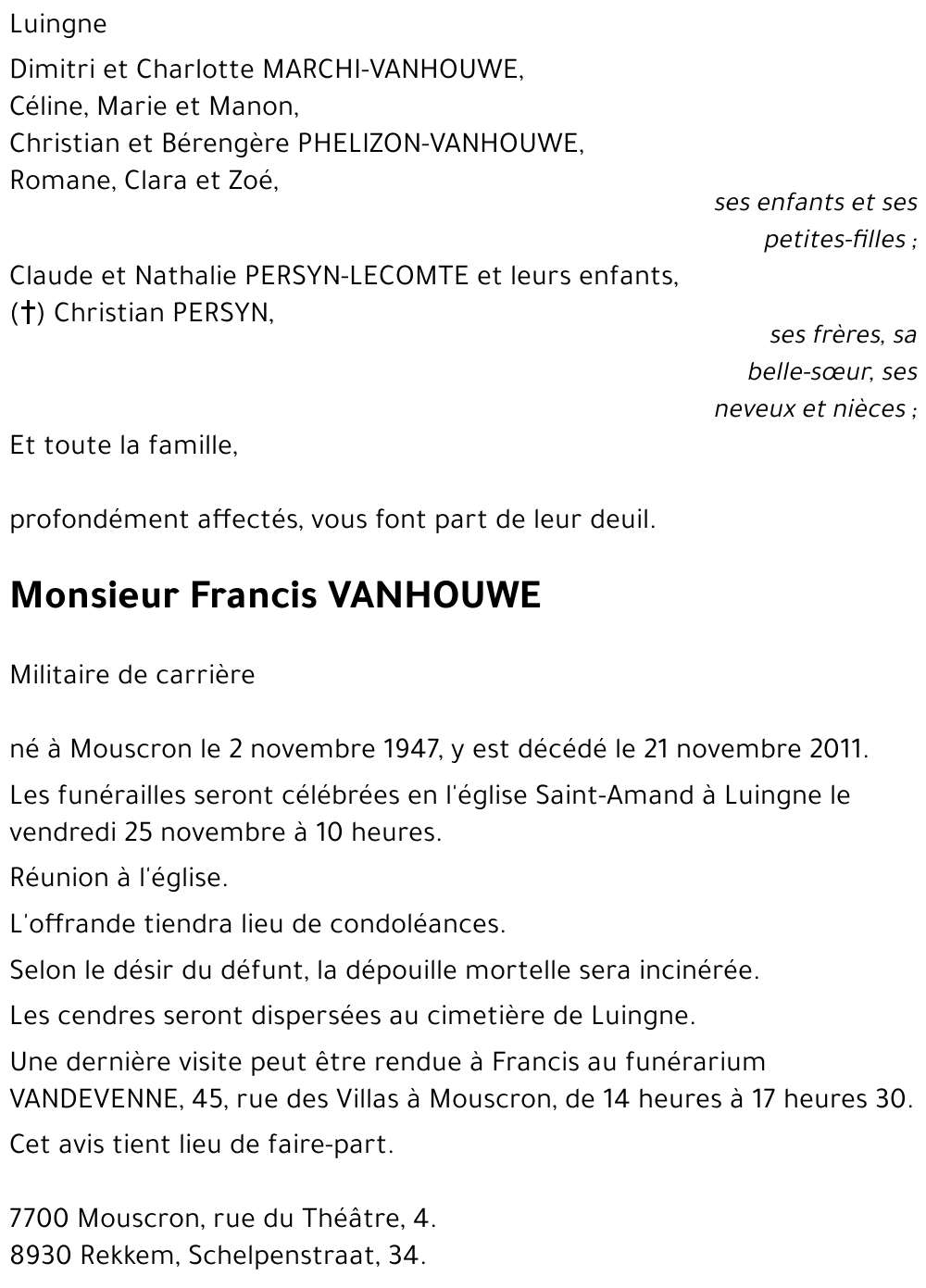 Francis VANHOUWE