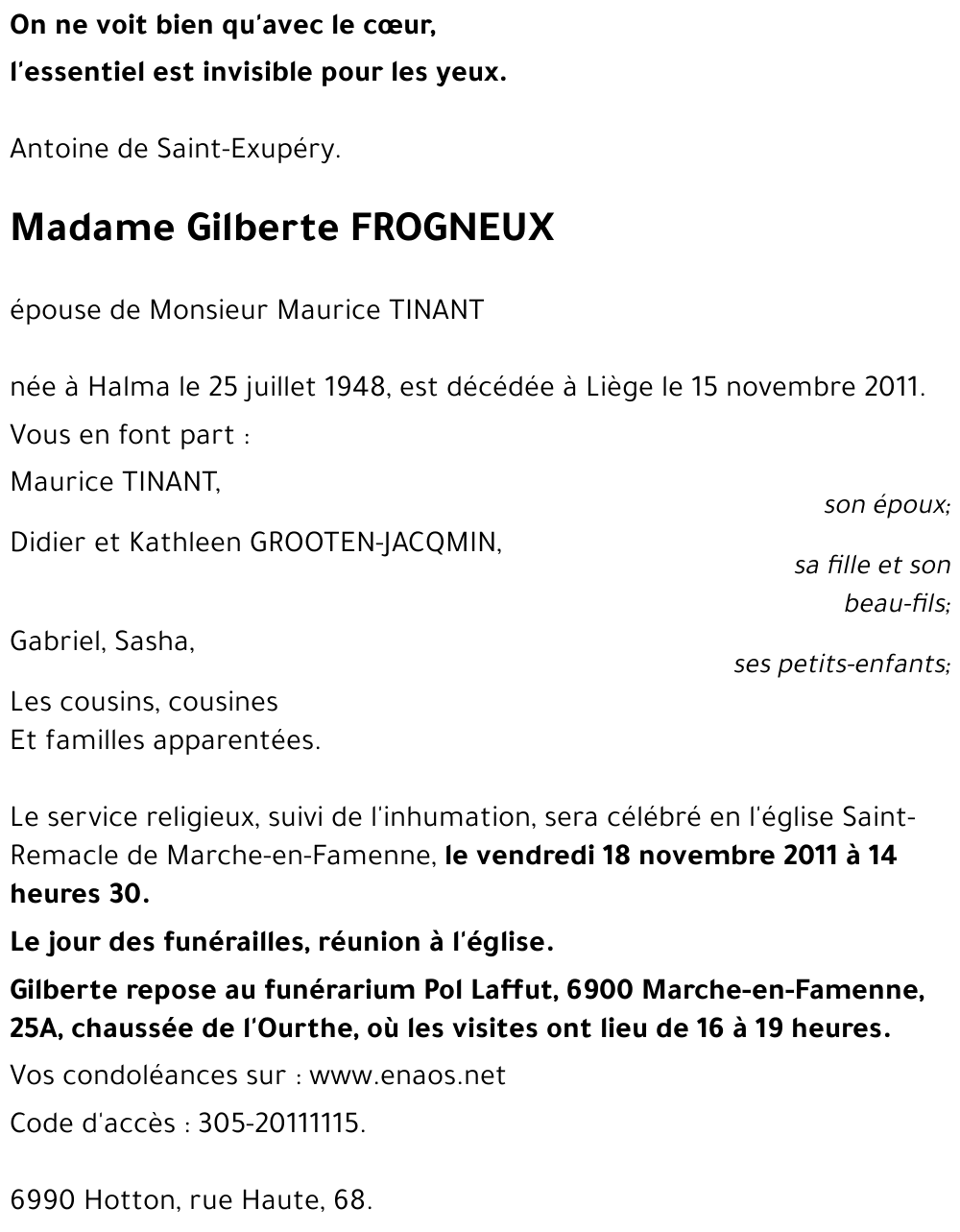 Gilberte FROGNEUX
